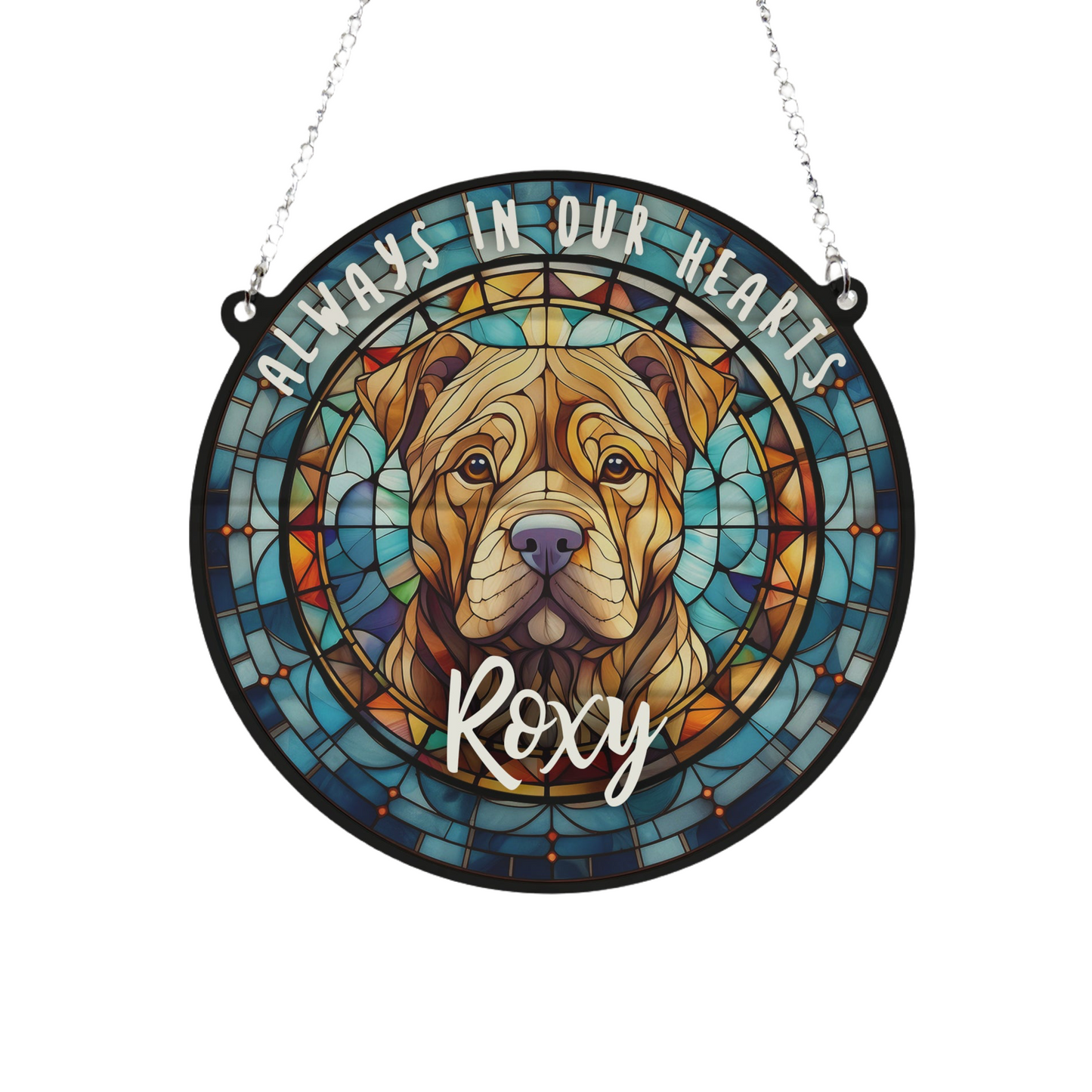 Shar Pei Memorial Stained Glass Effect Suncatcher