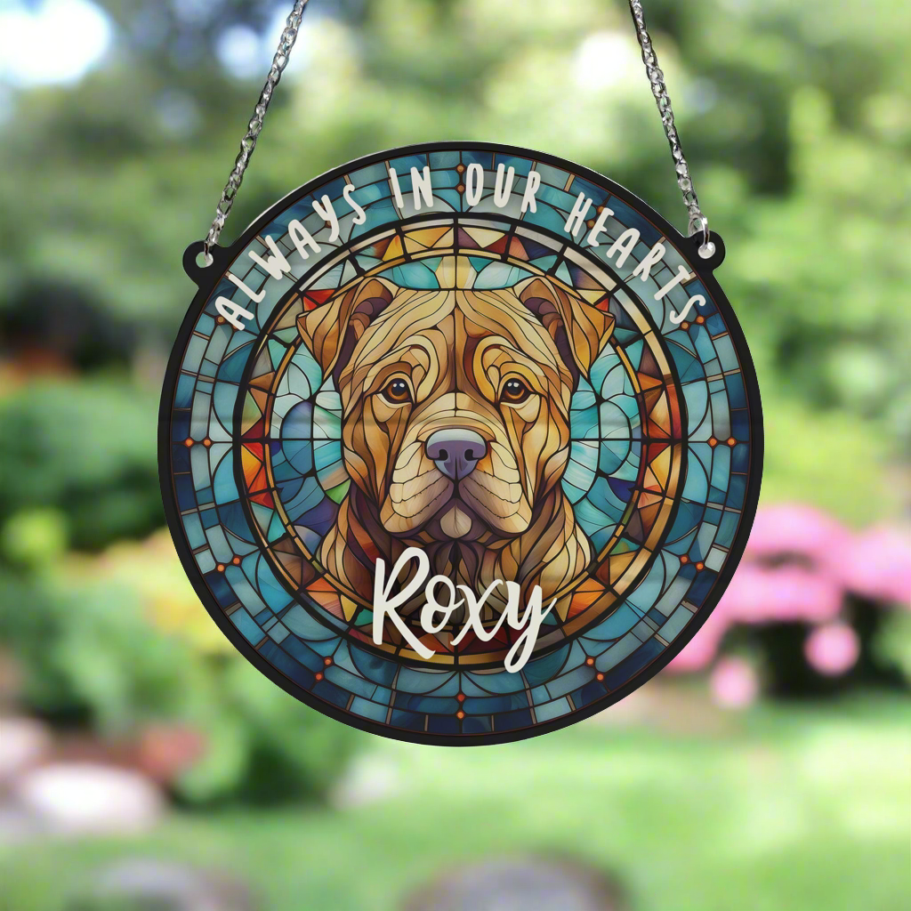 Shar Pei Memorial Stained Glass Effect Suncatcher