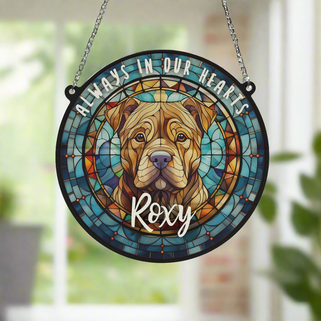 Shar Pei Memorial Stained Glass Effect Suncatcher