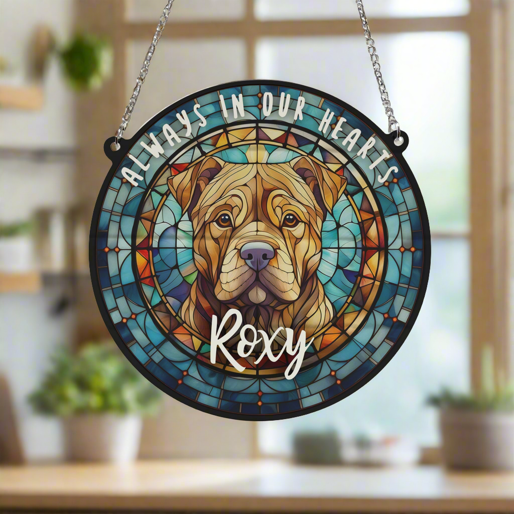 Shar Pei Memorial Stained Glass Effect Suncatcher