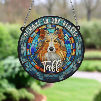 Sheltie Memorial Stained Glass Effect Suncatcher