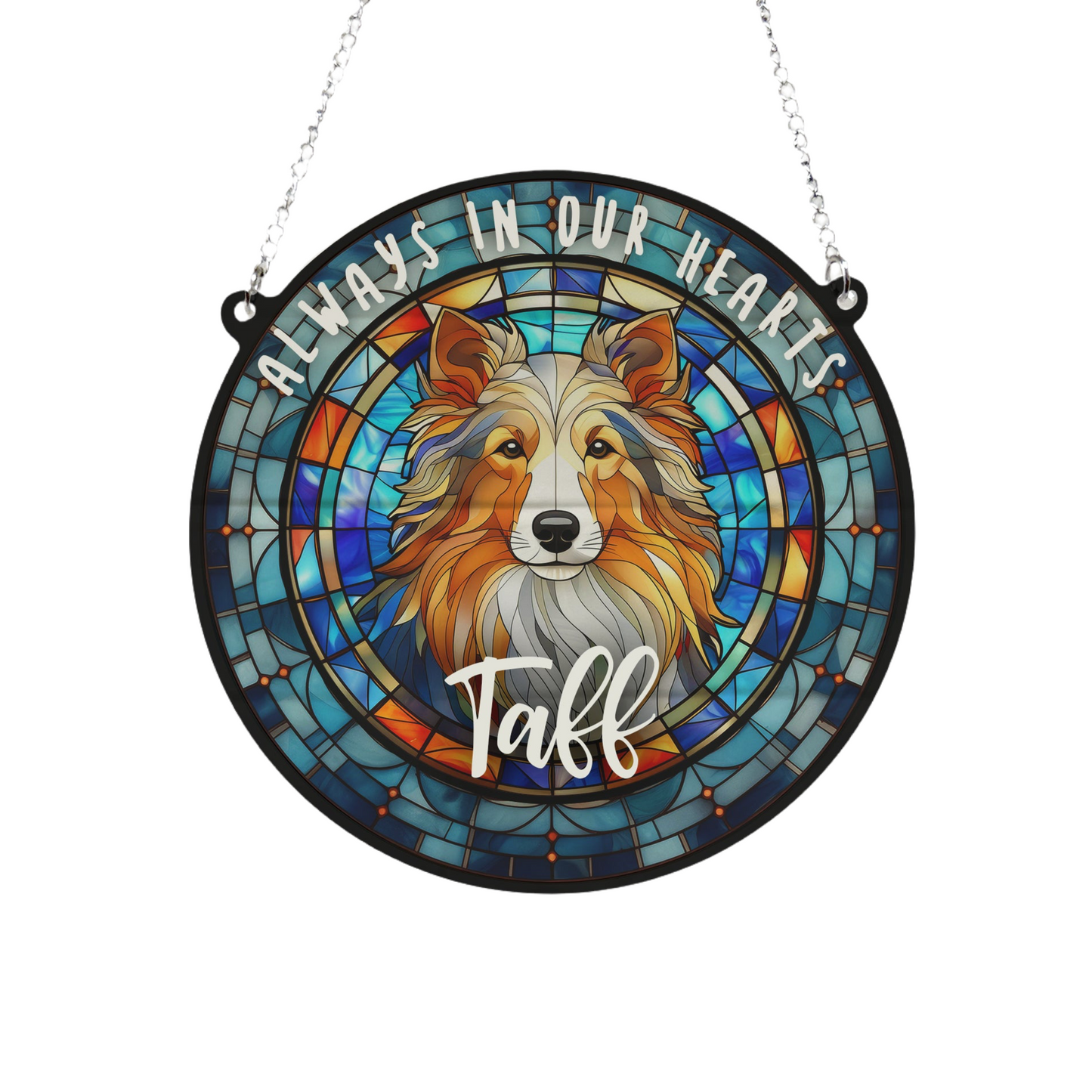 Sheltie Memorial Stained Glass Effect Suncatcher