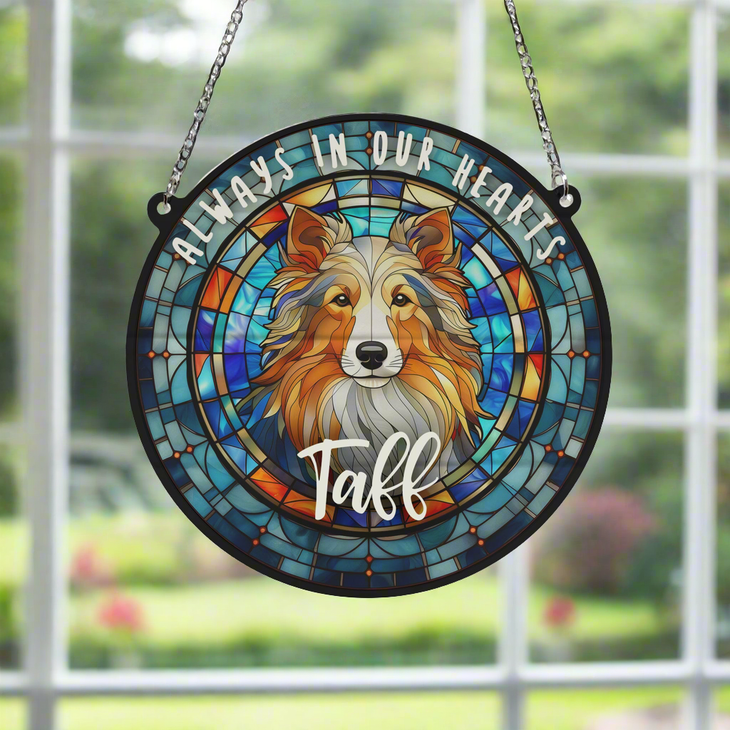 Sheltie Memorial Stained Glass Effect Suncatcher