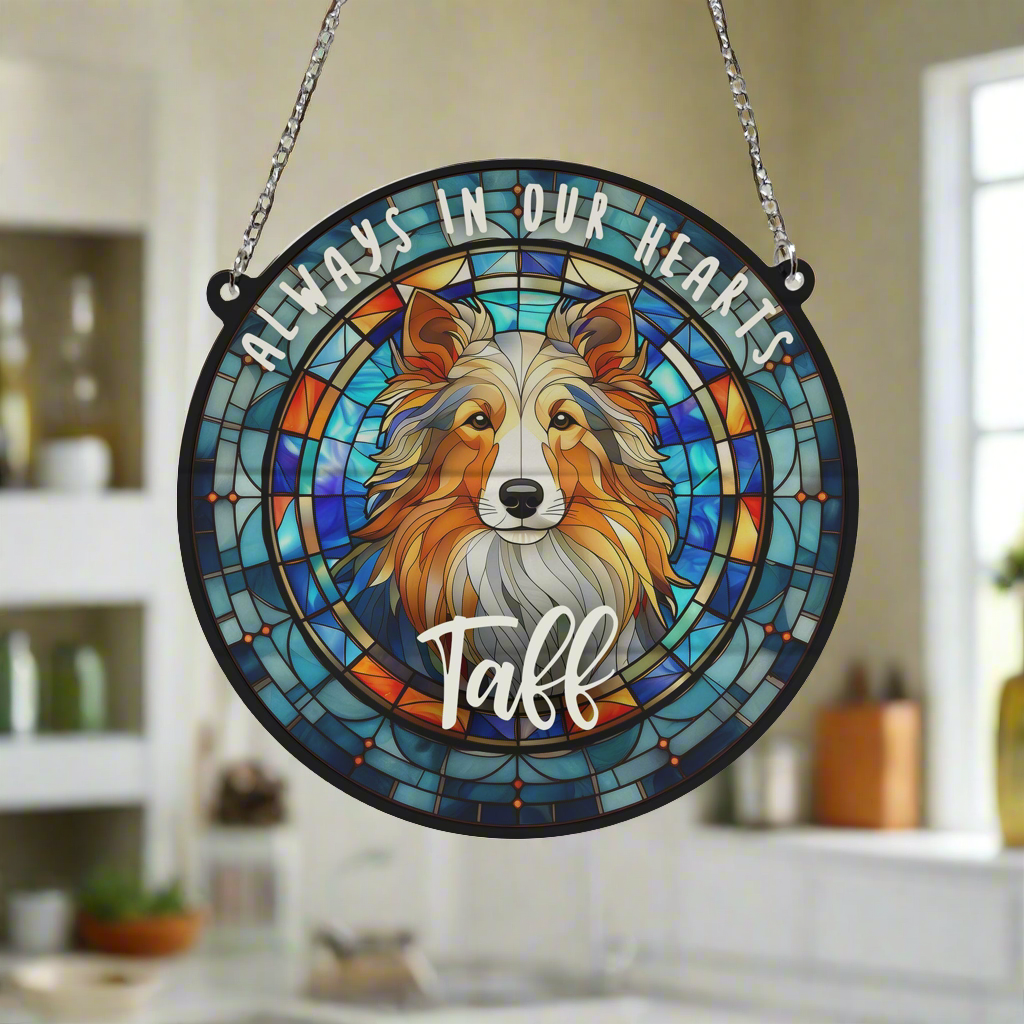 Sheltie Memorial Stained Glass Effect Suncatcher