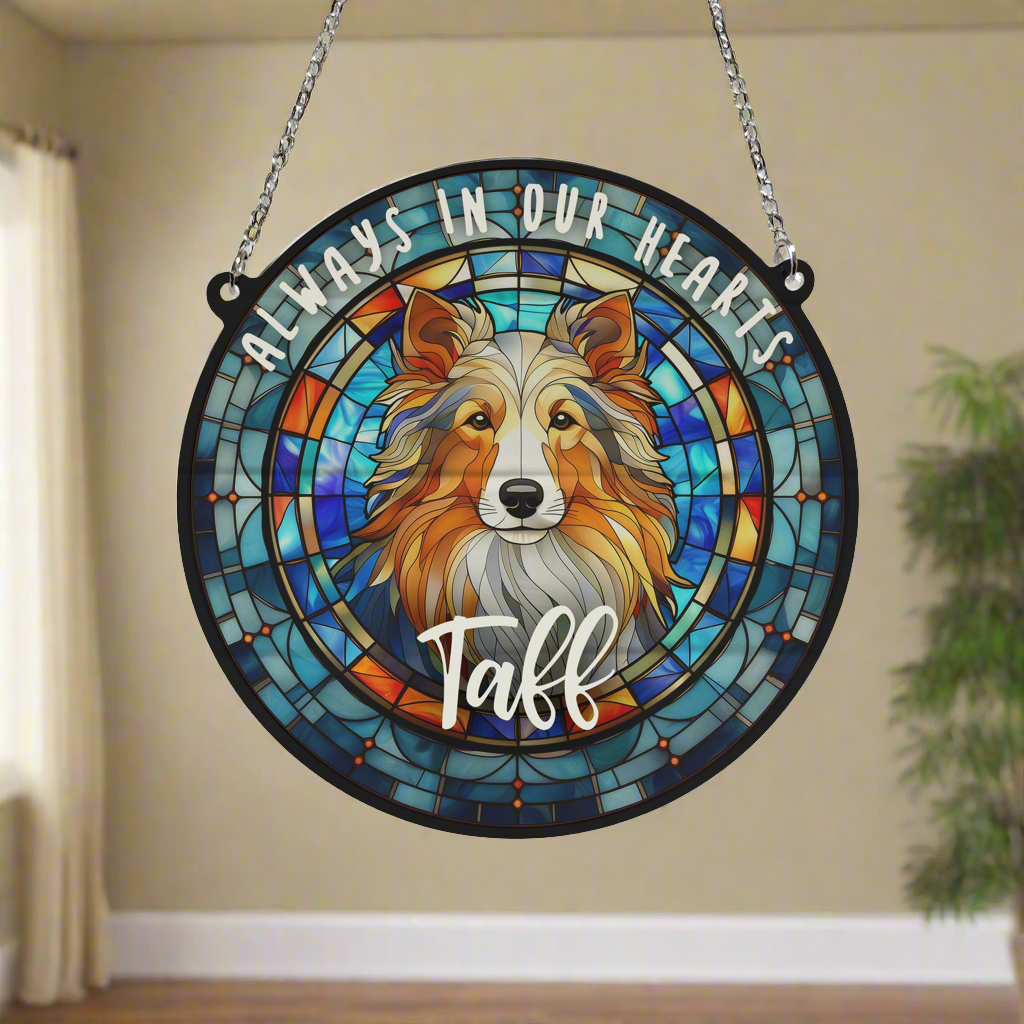 Sheltie Memorial Stained Glass Effect Suncatcher