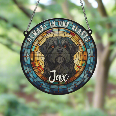 Shih Tzu Black Memorial Stained Glass Effect Suncatcher