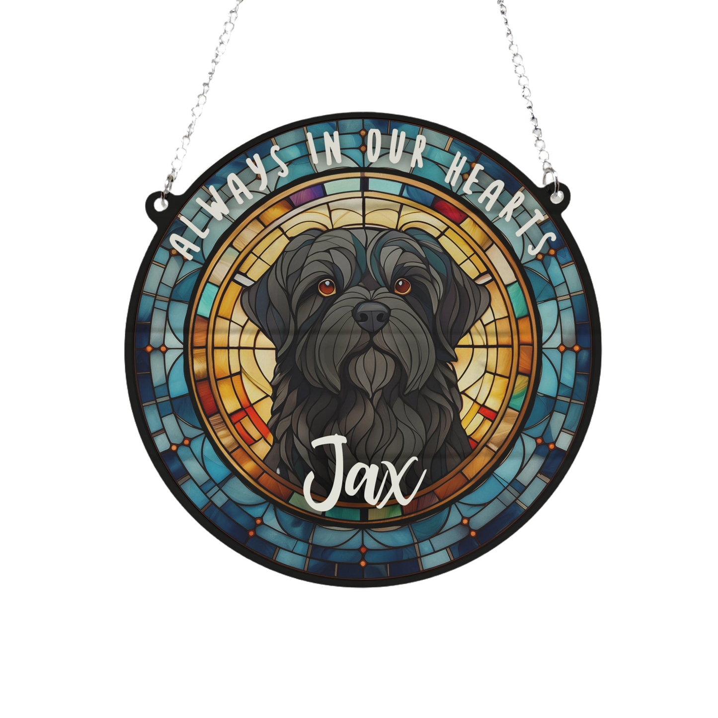 Shih Tzu Black Memorial Stained Glass Effect Suncatcher