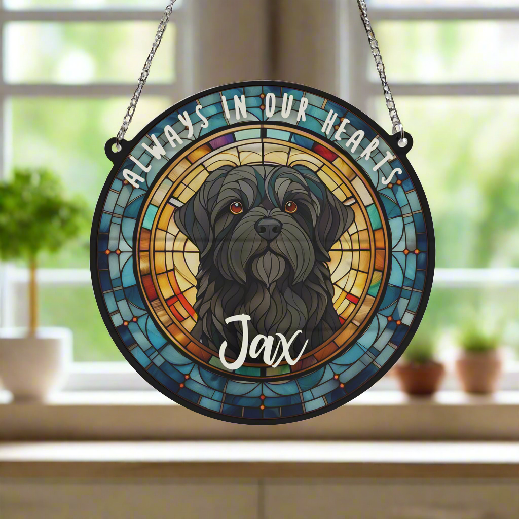 Shih Tzu Black Memorial Stained Glass Effect Suncatcher