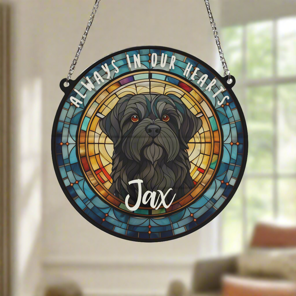 Shih Tzu Black Memorial Stained Glass Effect Suncatcher