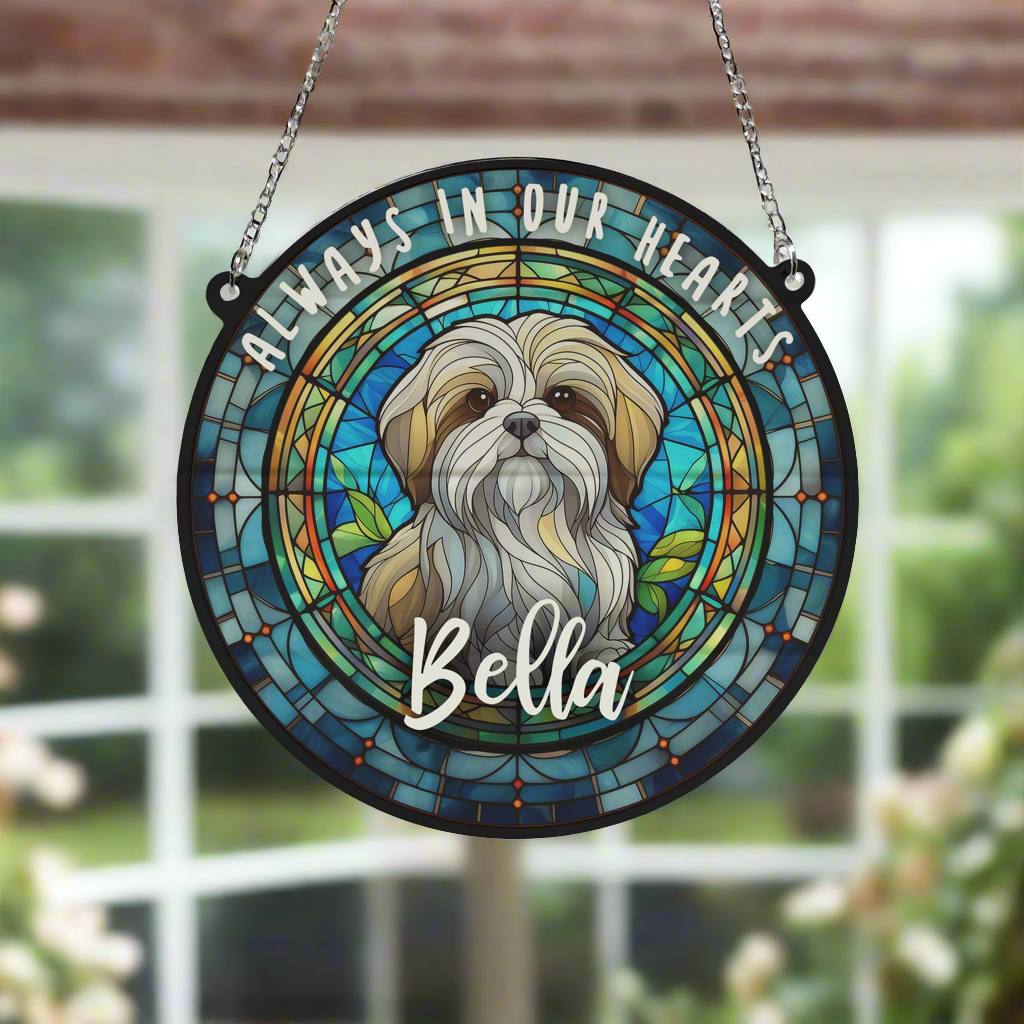 Shih Tzu Memorial Stained Glass Effect Suncatcher