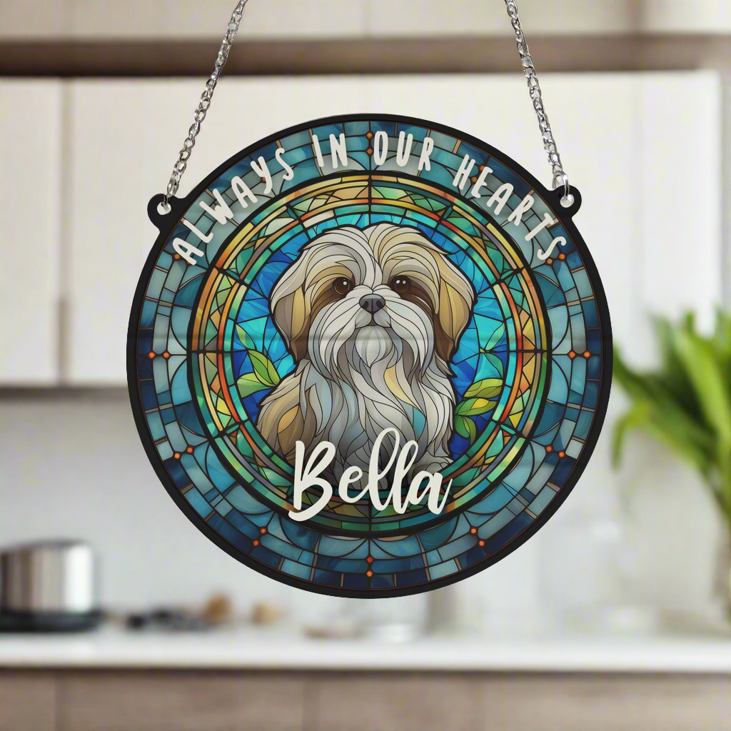 Shih Tzu Memorial Stained Glass Effect Suncatcher