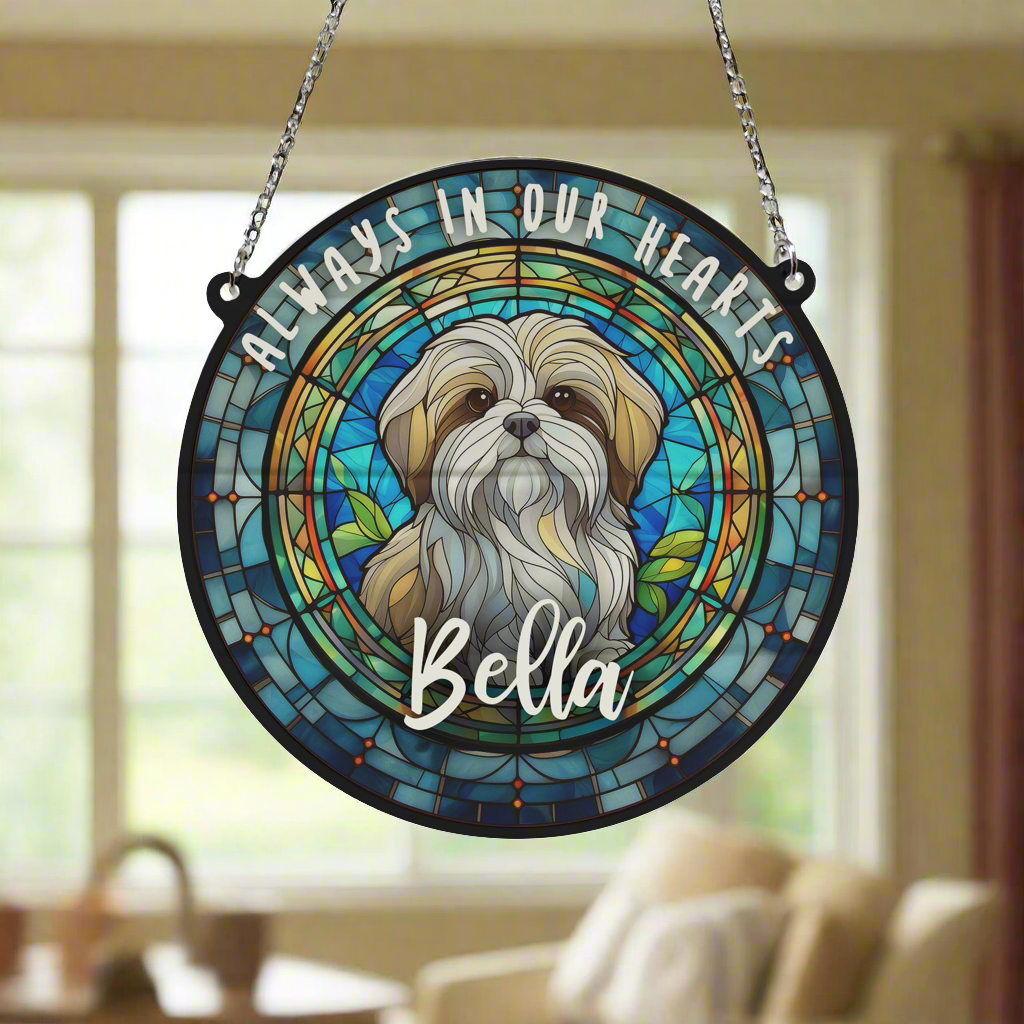 Shih Tzu Memorial Stained Glass Effect Suncatcher