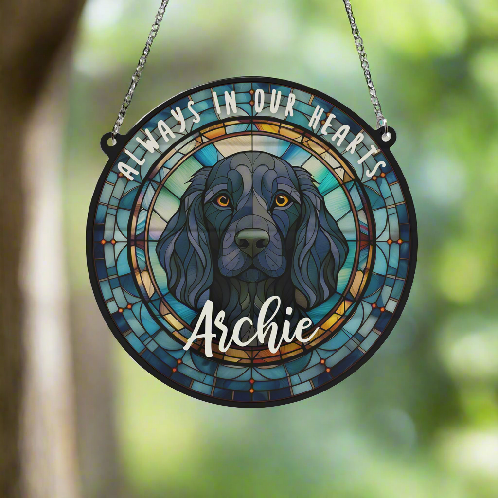 Springer Spaniel Black Memorial Stained Glass Effect Suncatcher