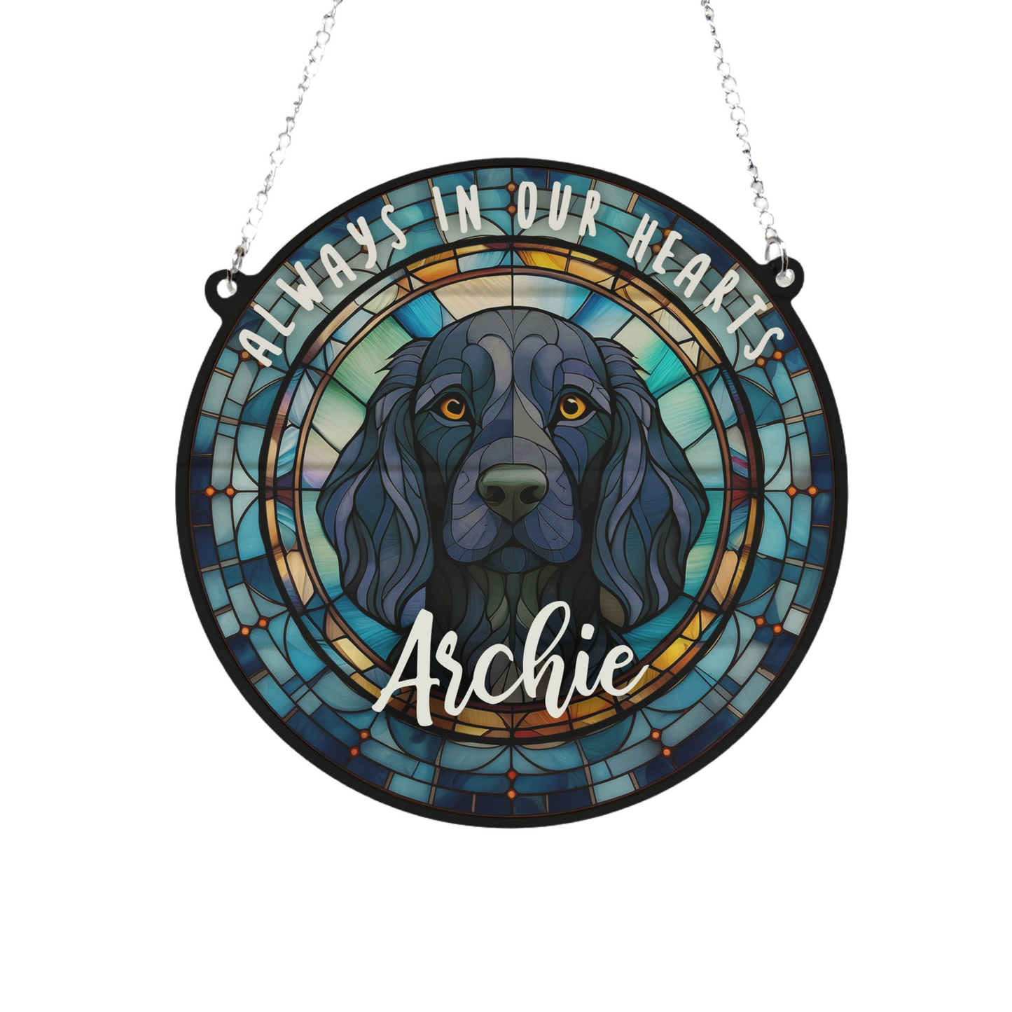 Springer Spaniel Black Memorial Stained Glass Effect Suncatcher