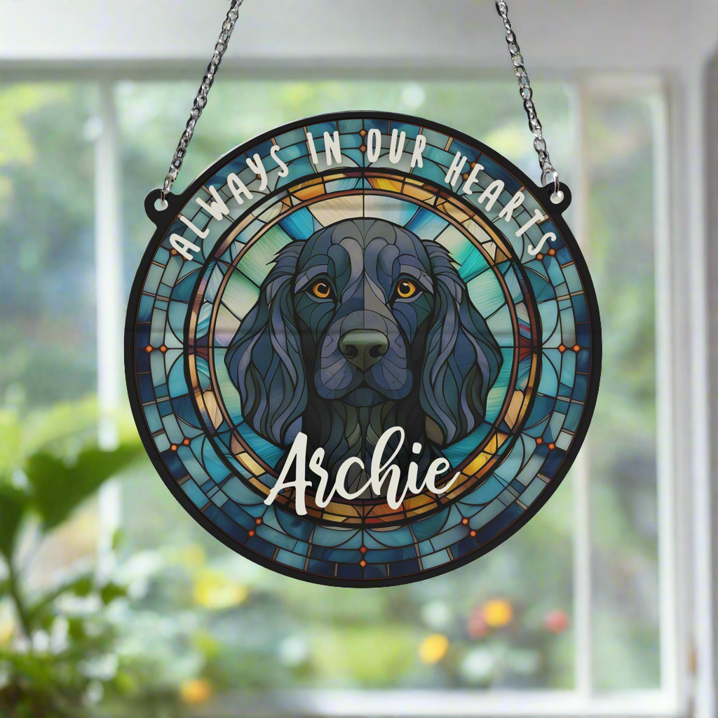 Springer Spaniel Black Memorial Stained Glass Effect Suncatcher