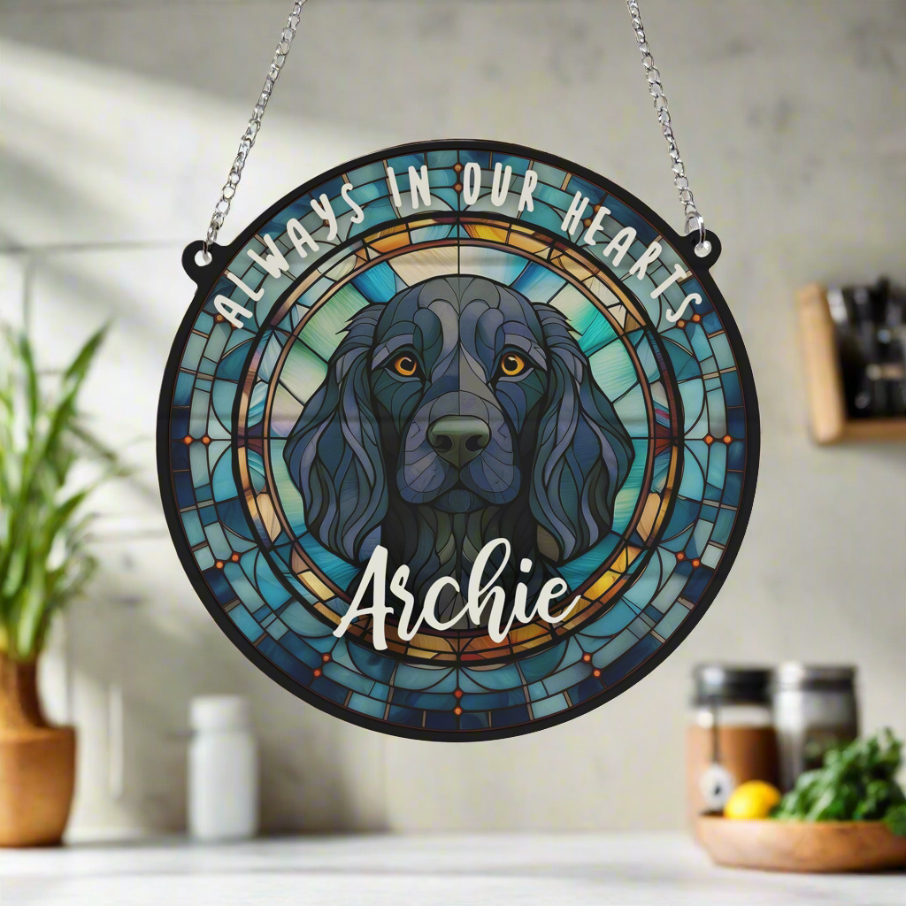 Springer Spaniel Black Memorial Stained Glass Effect Suncatcher