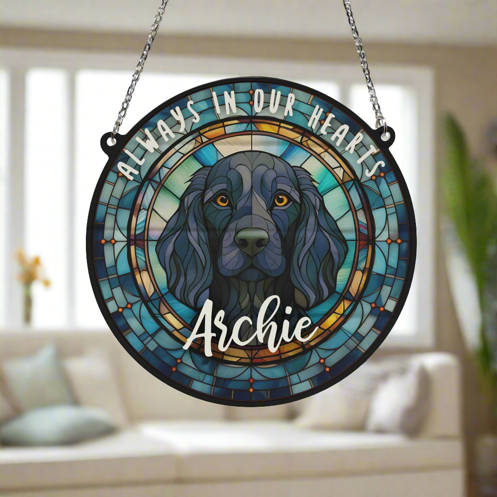 Springer Spaniel Black Memorial Stained Glass Effect Suncatcher