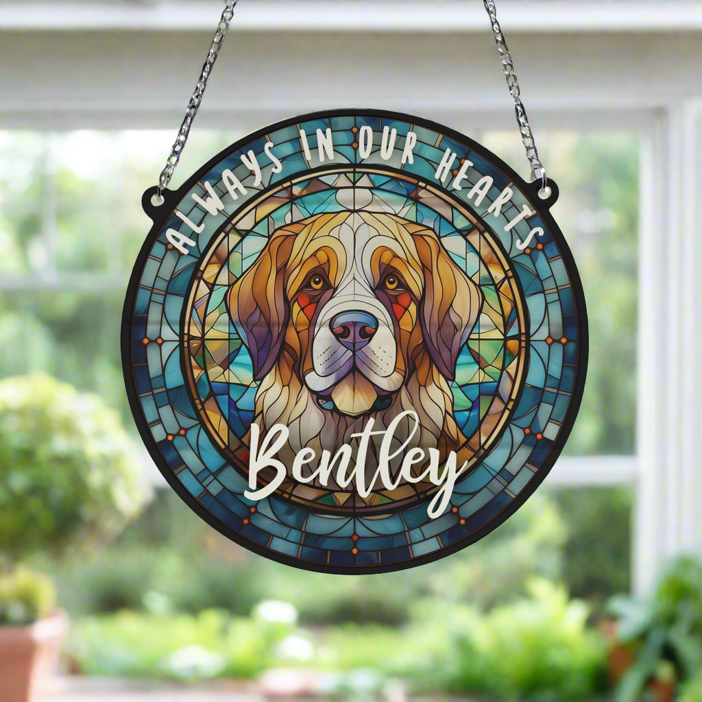 St Bernard Memorial Stained Glass Effect Suncatcher