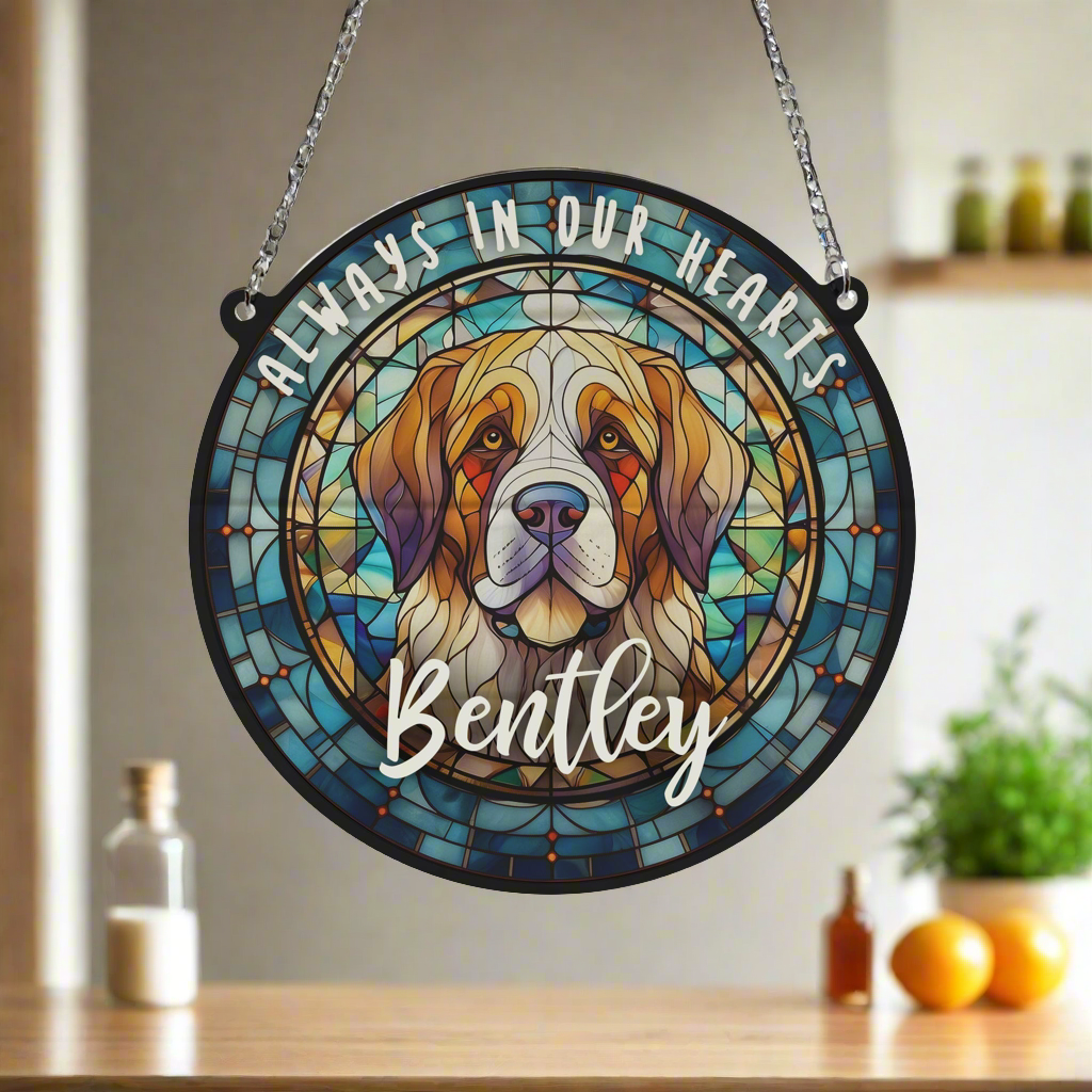 St Bernard Memorial Stained Glass Effect Suncatcher