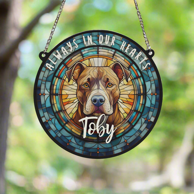 Staffie Brindle Memorial Stained Glass Effect Suncatcher