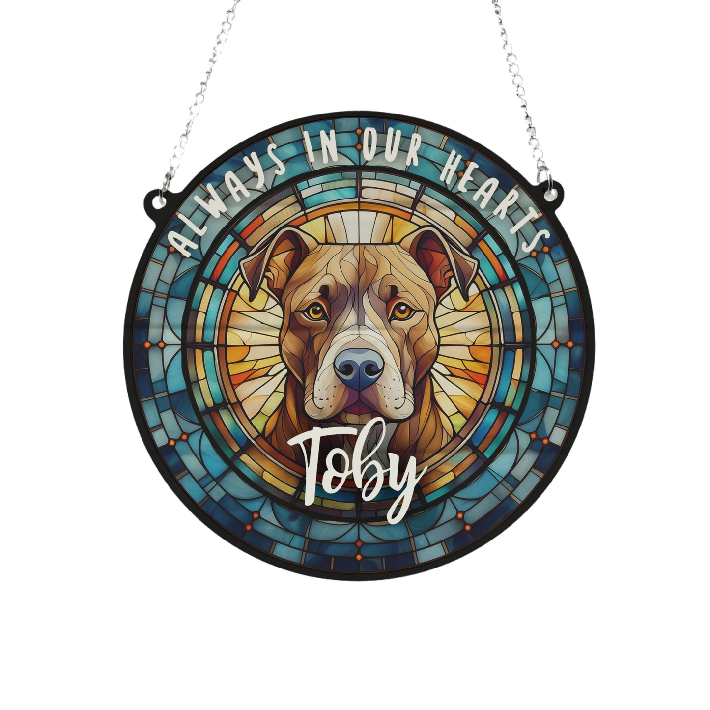 Staffie Brindle Memorial Stained Glass Effect Suncatcher