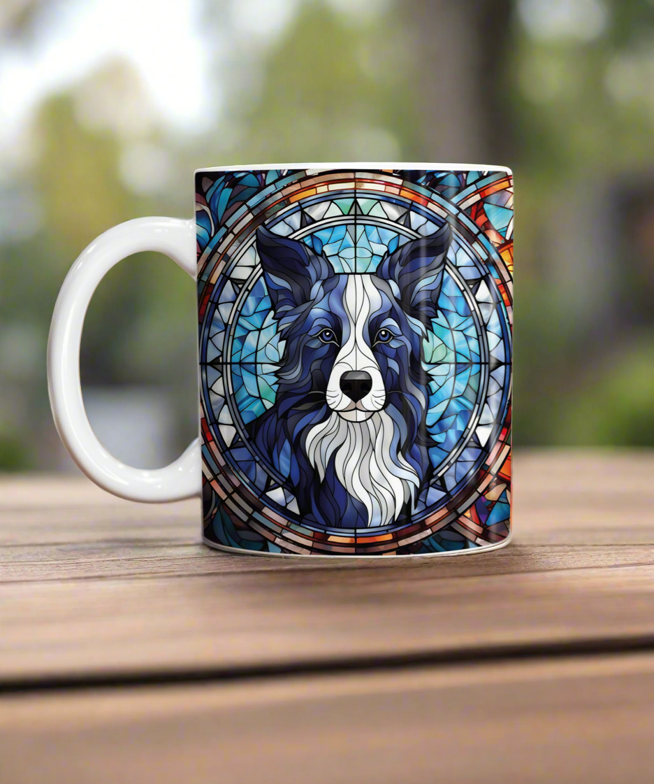 Border Collie Longhaired Suncatcher Artwork Ceramic Mug