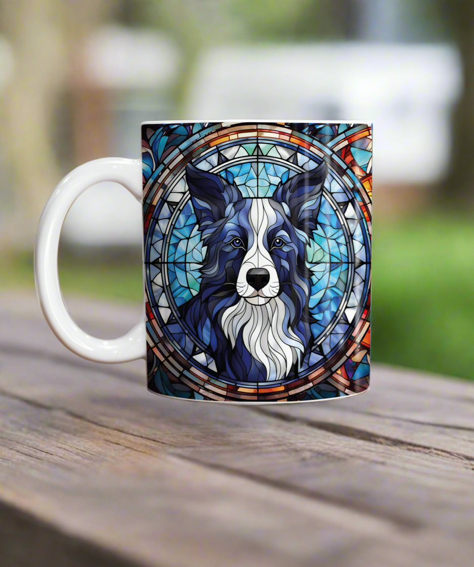 Border Collie Longhaired Suncatcher Artwork Ceramic Mug