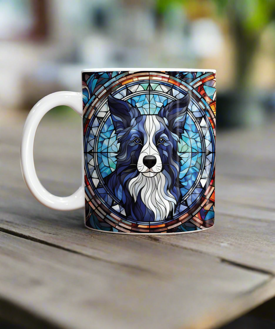 Border Collie Longhaired Suncatcher Artwork Ceramic Mug