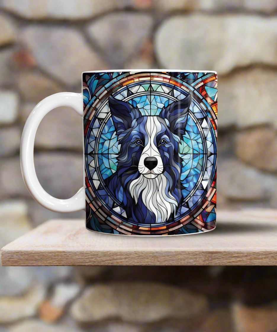 Border Collie Longhaired Suncatcher Artwork Ceramic Mug