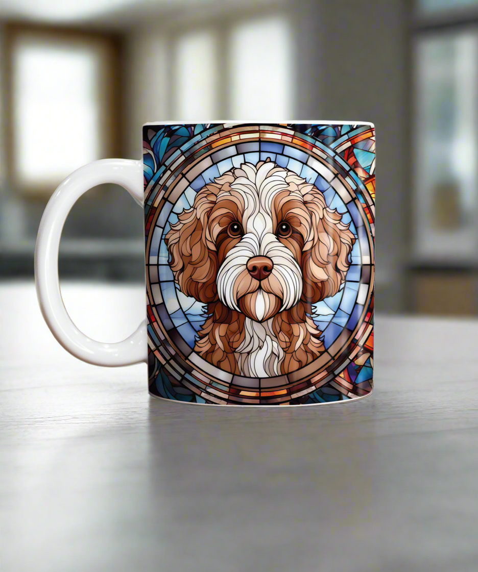 Cavapoo Brown & White Suncatcher Artwork Ceramic Mug