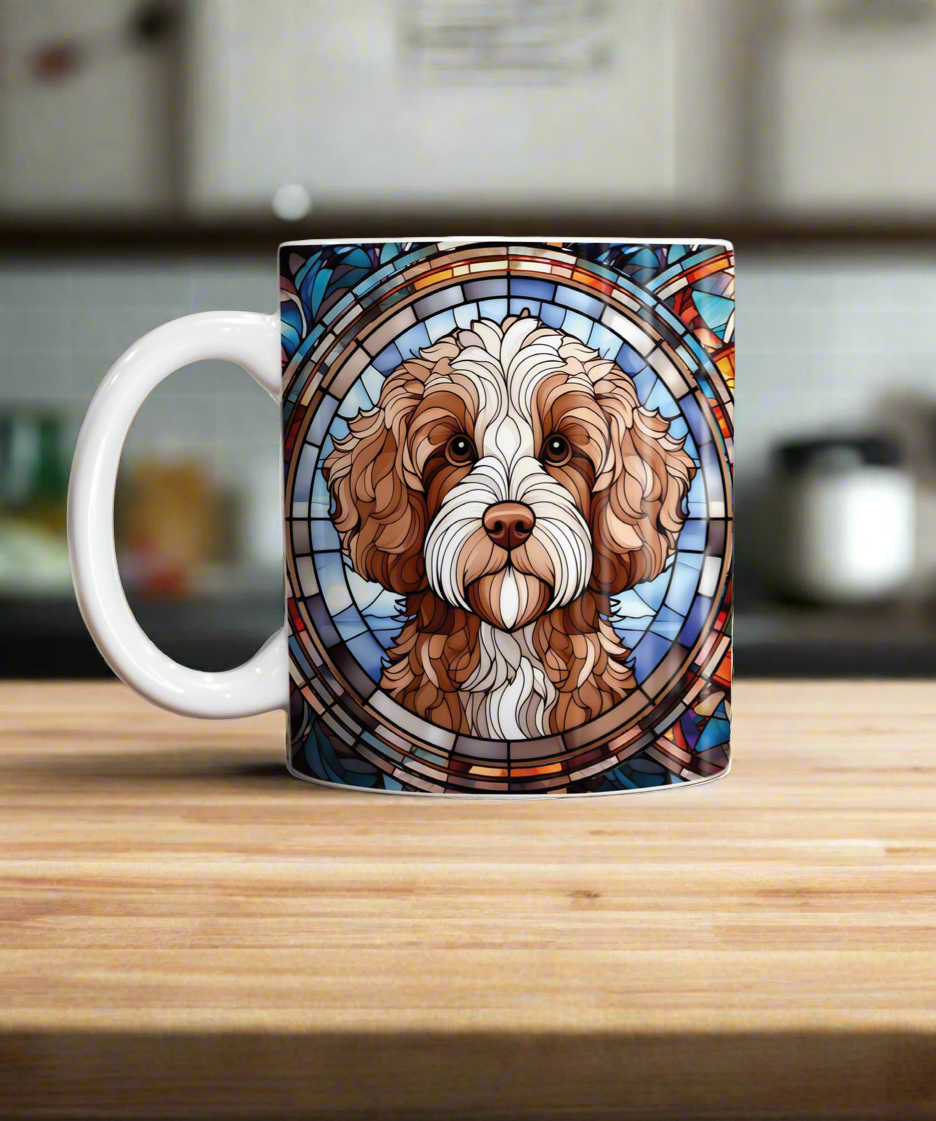 Cavapoo Brown & White Suncatcher Artwork Ceramic Mug