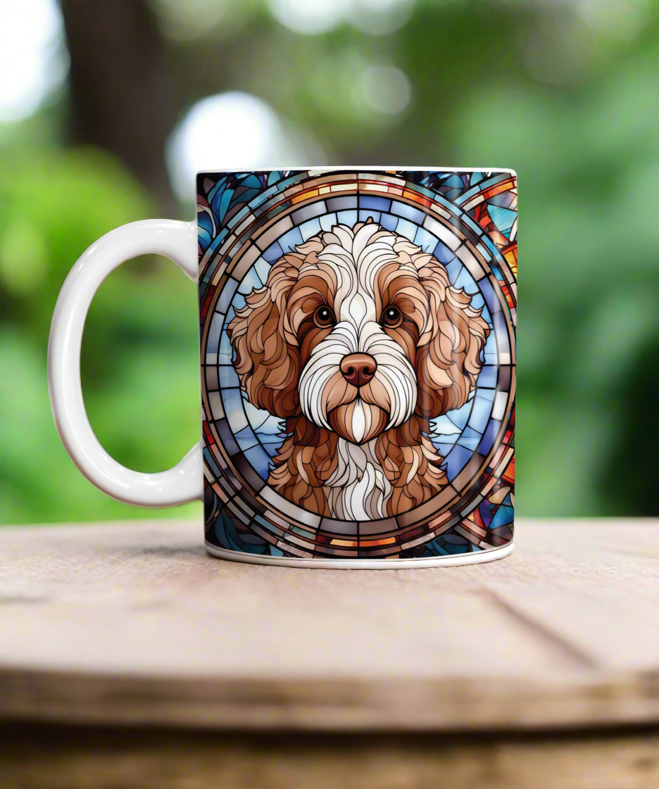 Cavapoo Brown & White Suncatcher Artwork Ceramic Mug