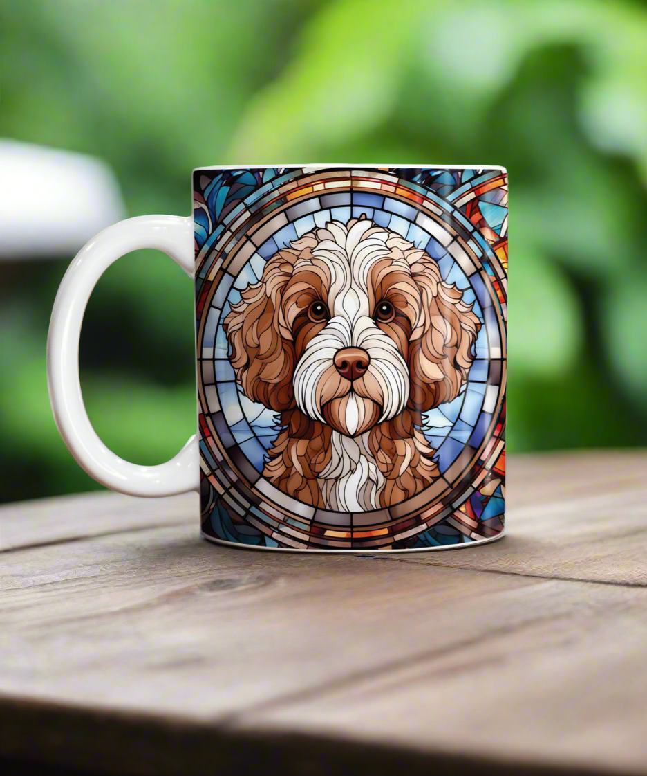 Cavapoo Brown & White Suncatcher Artwork Ceramic Mug