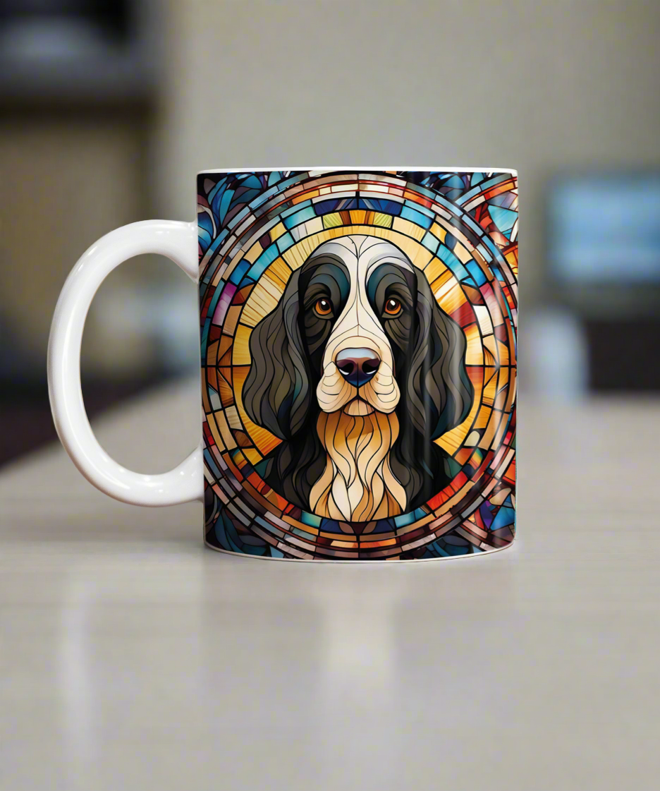 Cocker Spaniel Black & White Suncatcher Artwork Ceramic Mug