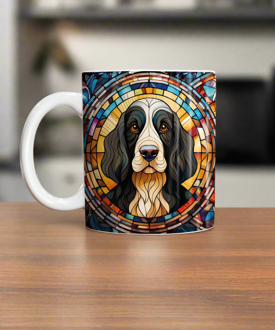 Cocker Spaniel Black & White Suncatcher Artwork Ceramic Mug