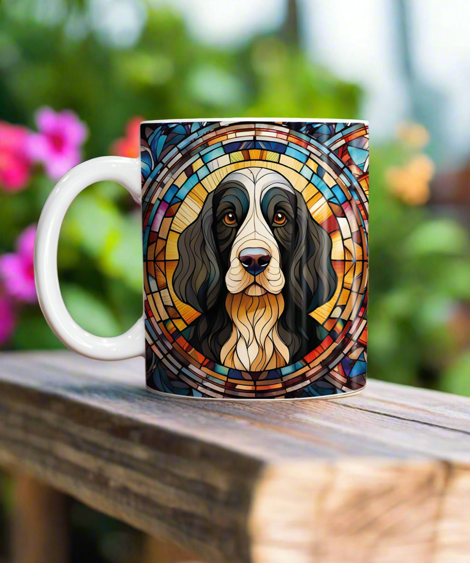 Cocker Spaniel Black & White Suncatcher Artwork Ceramic Mug