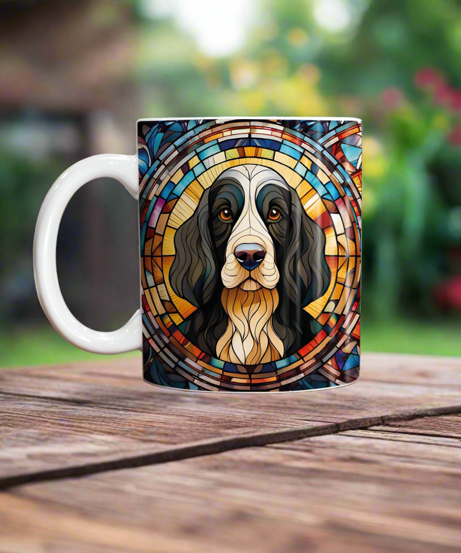 Cocker Spaniel Black & White Suncatcher Artwork Ceramic Mug