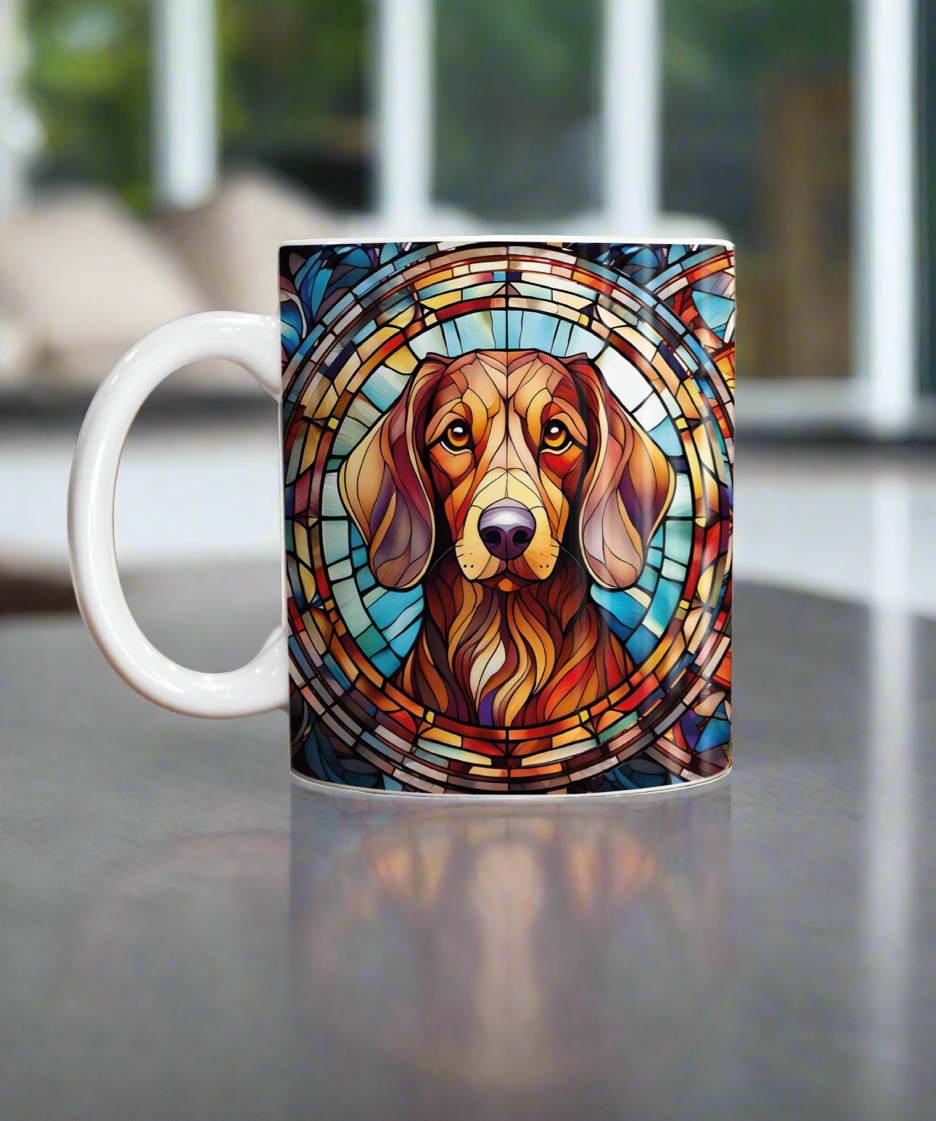 Dachshund Red Suncatcher Artwork Ceramic Mug