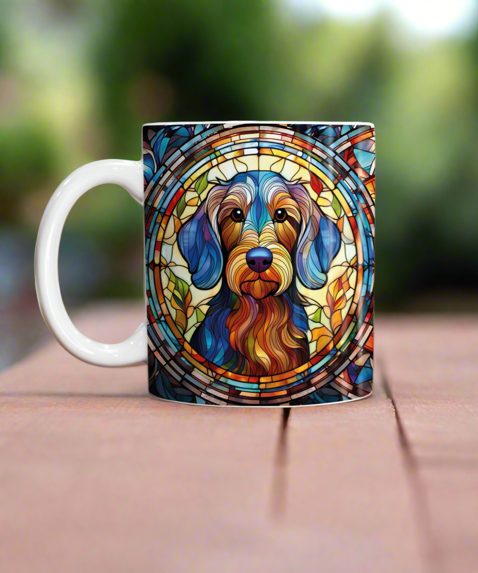 Dachshund Wirehaired Suncatcher Artwork Ceramic Mug