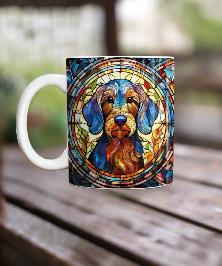 Dachshund Wirehaired Suncatcher Artwork Ceramic Mug