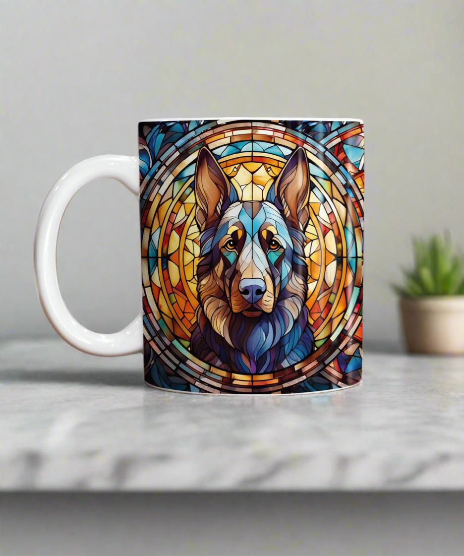 German Shepherd Black Suncatcher Artwork Ceramic Mug