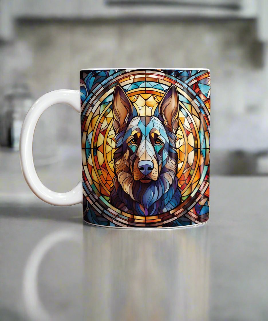 German Shepherd Black Suncatcher Artwork Ceramic Mug