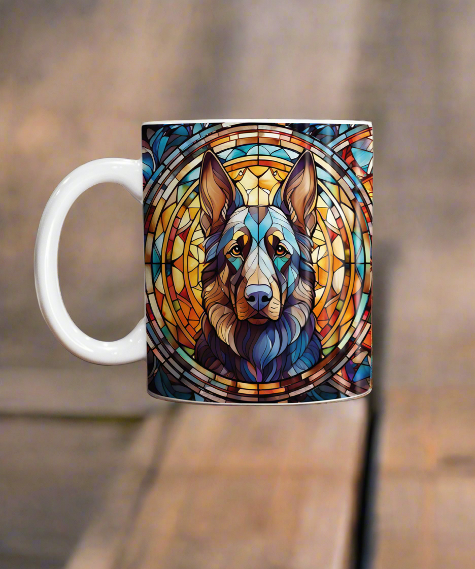 German Shepherd Black Suncatcher Artwork Ceramic Mug