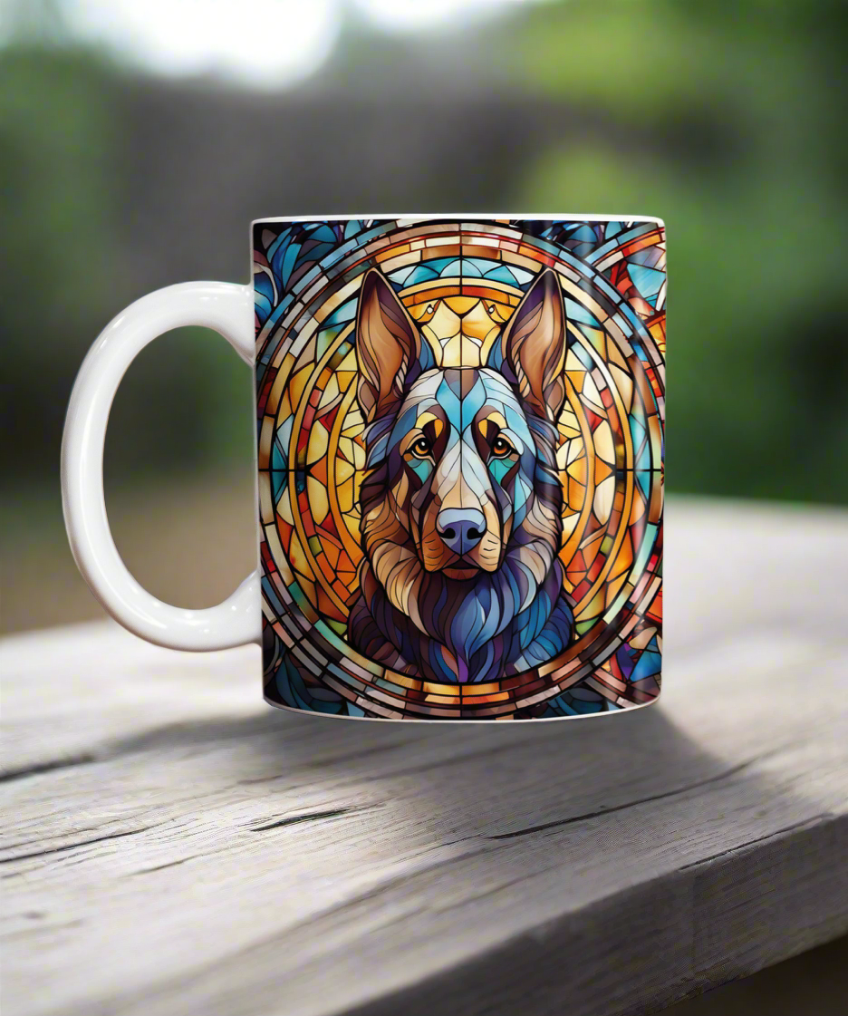 German Shepherd Black Suncatcher Artwork Ceramic Mug