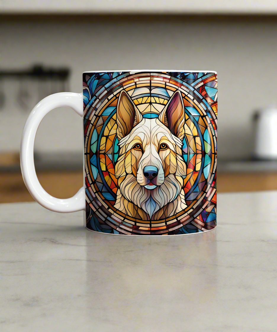 German Shepherd White Suncatcher Artwork Ceramic Mug