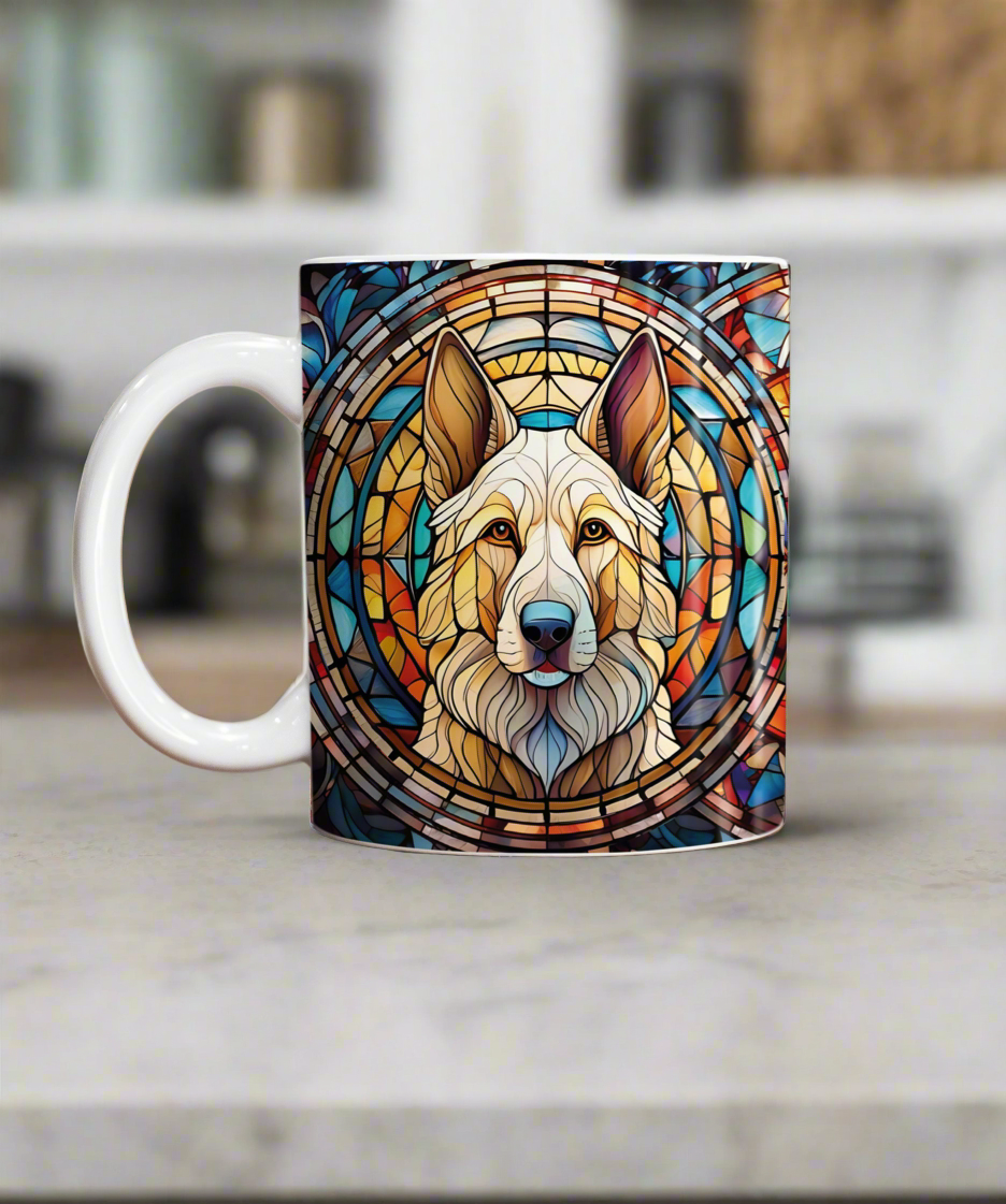 German Shepherd White Suncatcher Artwork Ceramic Mug