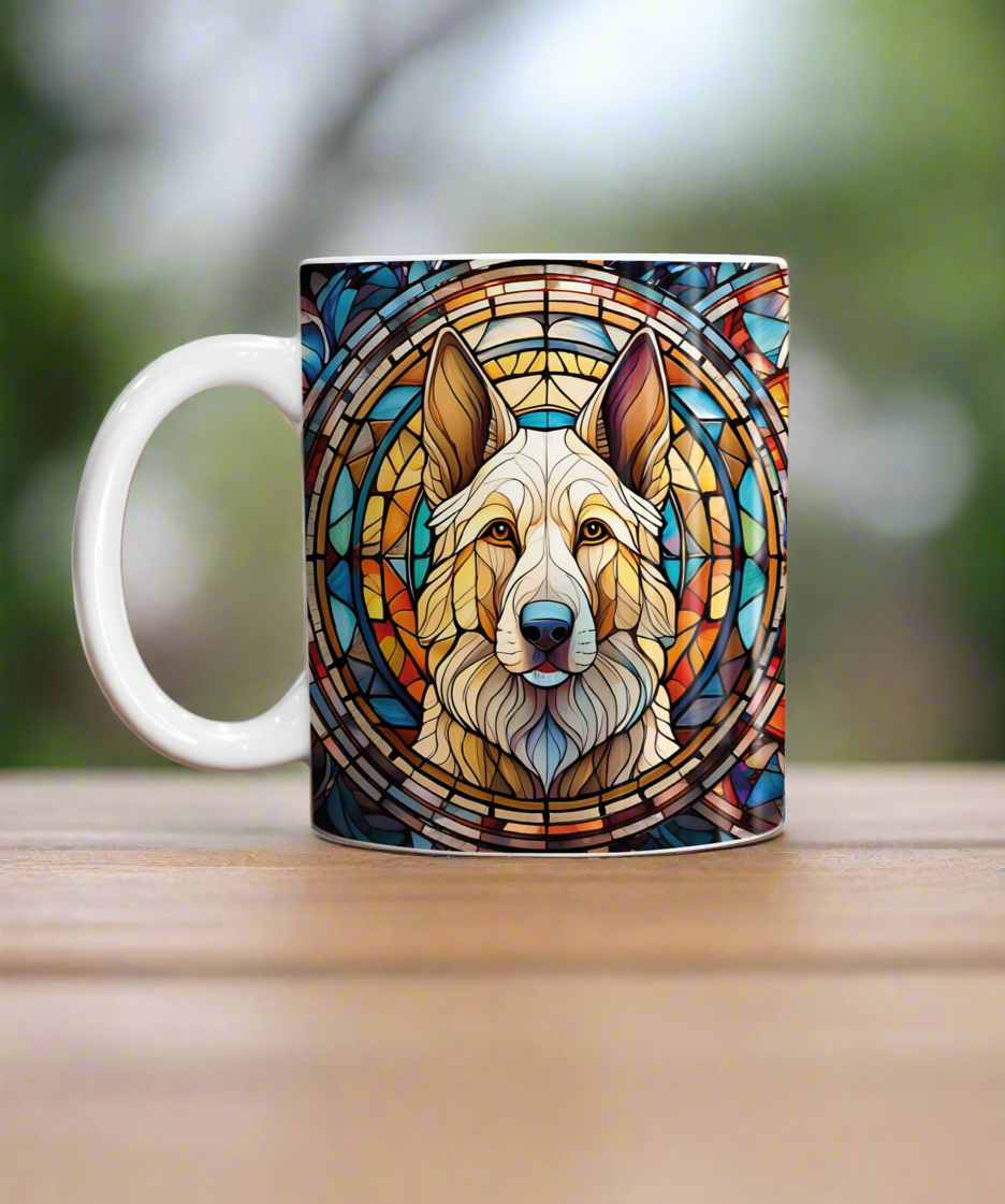 German Shepherd White Suncatcher Artwork Ceramic Mug