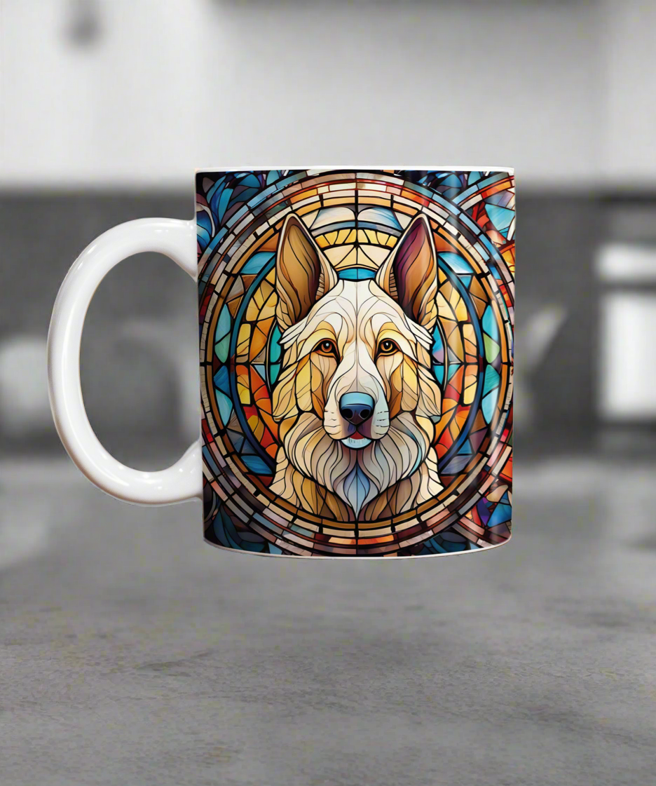 German Shepherd White Suncatcher Artwork Ceramic Mug