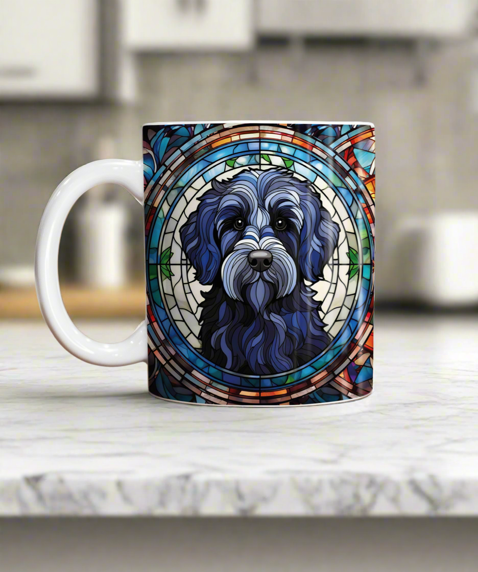 Labradoodle Black Suncatcher Artwork Ceramic Mug