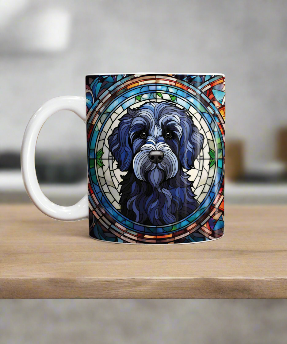 Labradoodle Black Suncatcher Artwork Ceramic Mug